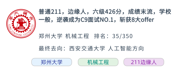 六级426分，成绩末流，学校一般，逆袭成为C9面试NO.1，斩获8大offer